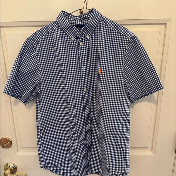 Boys Polo by Ralph Lauren Blue Gingham Shirt size XL 18-20 - Picture 1 of 4